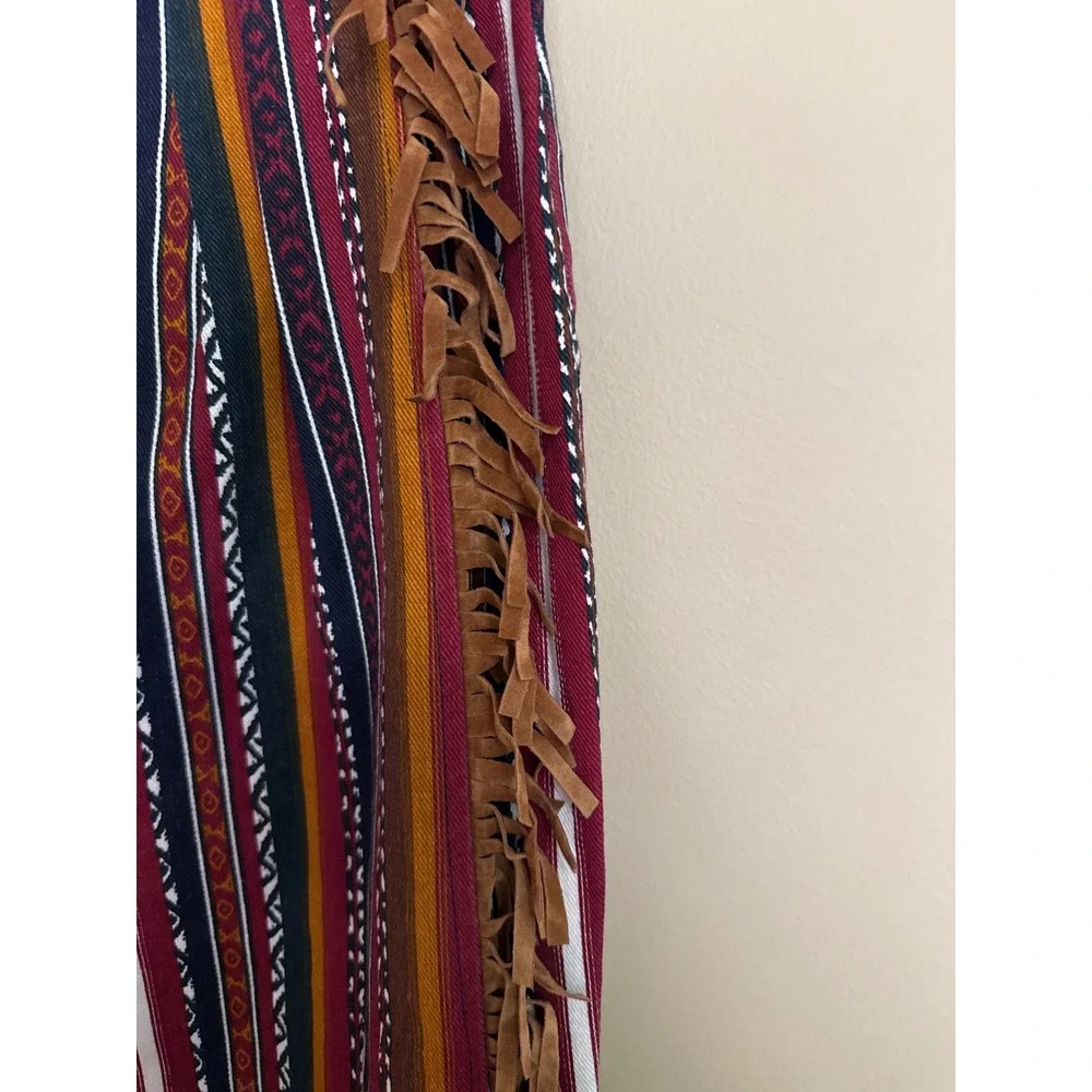 Vintage South western wrap stripe Maxi Skirt Fringe back Slit sz3 Boho  Cowgirl